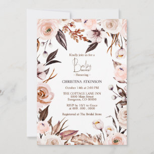 Invitation Baby shower photo personnalisé Boho Nature Fleur s