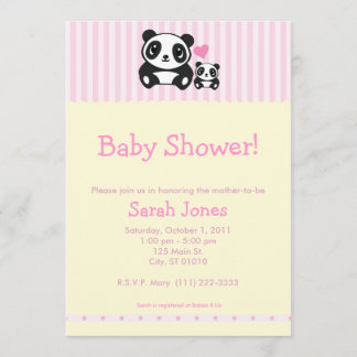 Invitation Baby shower Photo personnelle Panda - rose