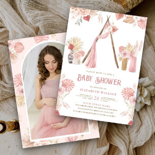 Invitation Baby shower photo rose Floral Boho Beach Arbor