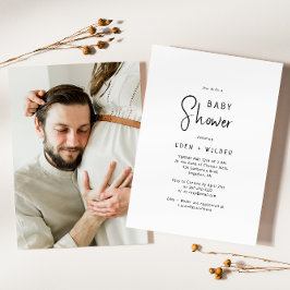 Invitation Baby shower photo simple et moderne Neutral Couple