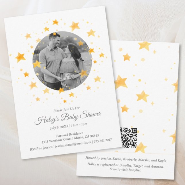 Invitation Baby shower photo Twinkle Little Star (Twinkle Twinkle Little Star Photo Baby Shower Invitation
)