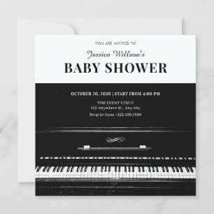 Invitation baby shower piano classique