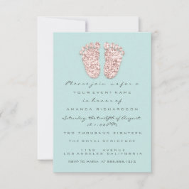 Invitation Baby shower Pieds Argent Fille Garçon Monnaie Rose