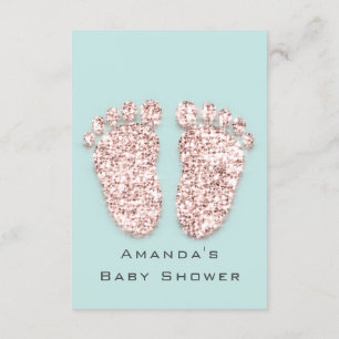 Invitation Baby shower Pieds Argent Fille Garçon Monnaie Rose