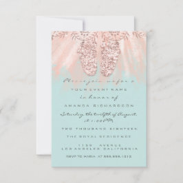 Invitation Baby shower Pieds Argent fille garçon Roya Rose Pa