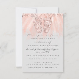 Invitation Baby shower Pieds Argent Fille Rose Royal Parties 