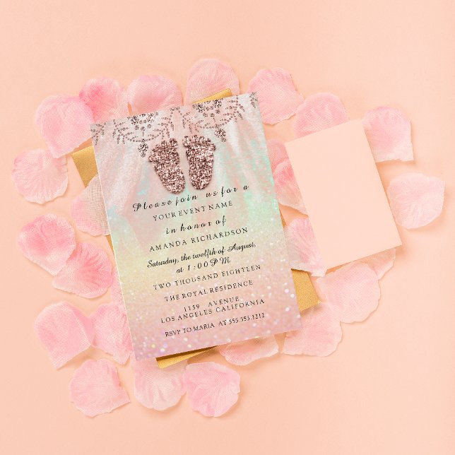 Invitation Baby shower Pieds fille garçon Royal Rose Parties  (Créateur téléchargé)