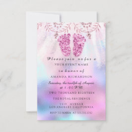 Invitation Baby shower Pieds fille Royal rose Parties scintil