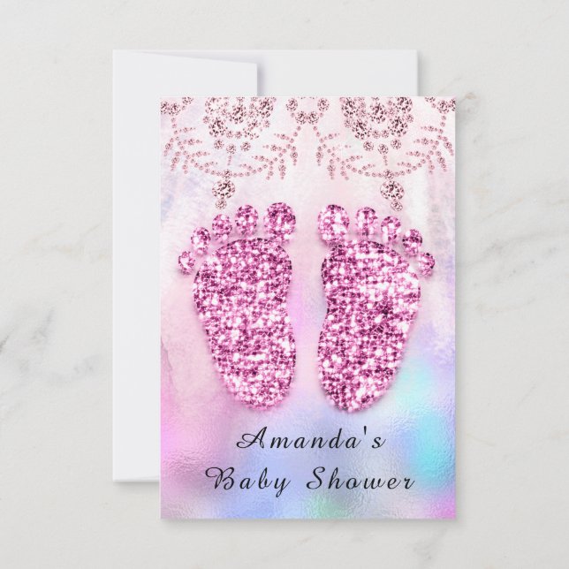 Invitation Baby shower Pieds fille Royal rose Parties scintil (Dos)