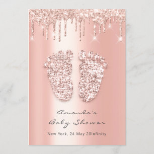 Invitation Baby shower Pieds Parties scintillant Rose Drives 