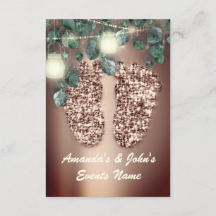Invitation Baby shower Pieds Rustique Rose Blush Girl Garçon