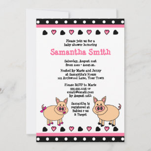 Invitation Baby shower Piggy Rose Cute