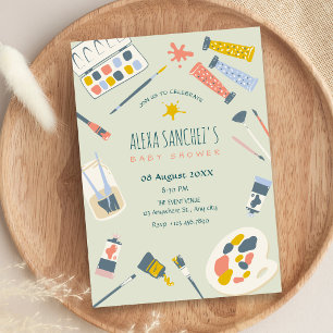 Invitation Baby shower pinceau de peinture d'art coloré