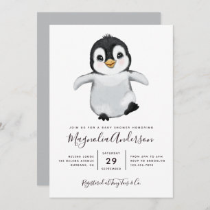 Invitation Baby shower Pingouin mignon