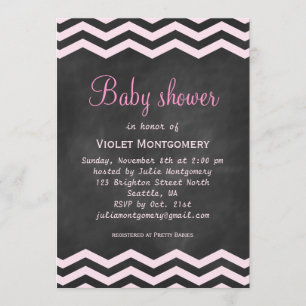 Invitation Baby shower Pink Chalkboard