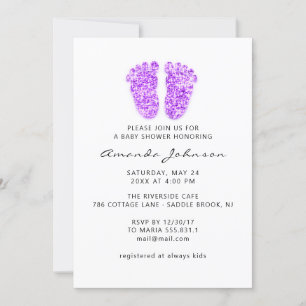 Invitation Baby shower Pink Pieds Parties scintillant Garçon 