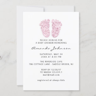 Invitation Baby shower Pink Pieds Parties scintillant Garçon 