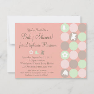 Invitation Baby shower Pinky Dots
