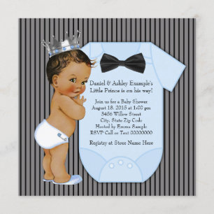 Invitation Baby shower Pinstripe Black Blue
