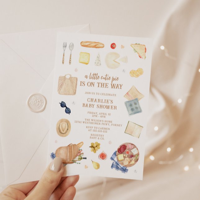 Invitation Baby shower Pique-nique Aquarelle Moderne (Créateur téléchargé)