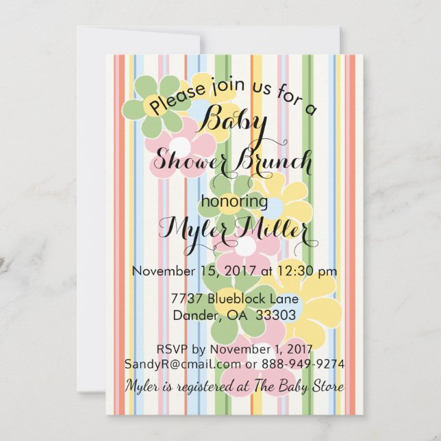 Invitation baby shower "Pique-nique floral" (Devant)