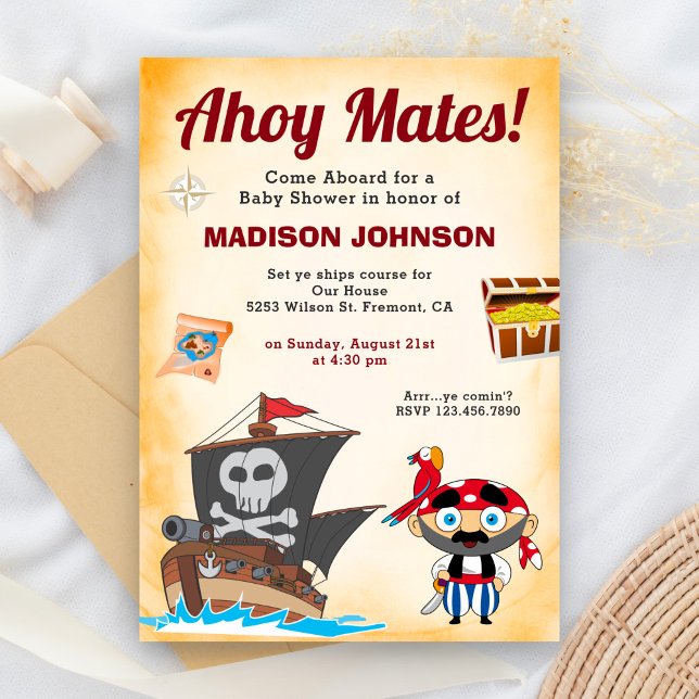 Invitation Baby shower Pirate (Créateur téléchargé)