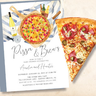 Invitation Baby shower Pizza & Brew Couples