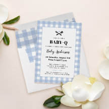 Baby shower Plaid BBQ bleu pâle En vichy
