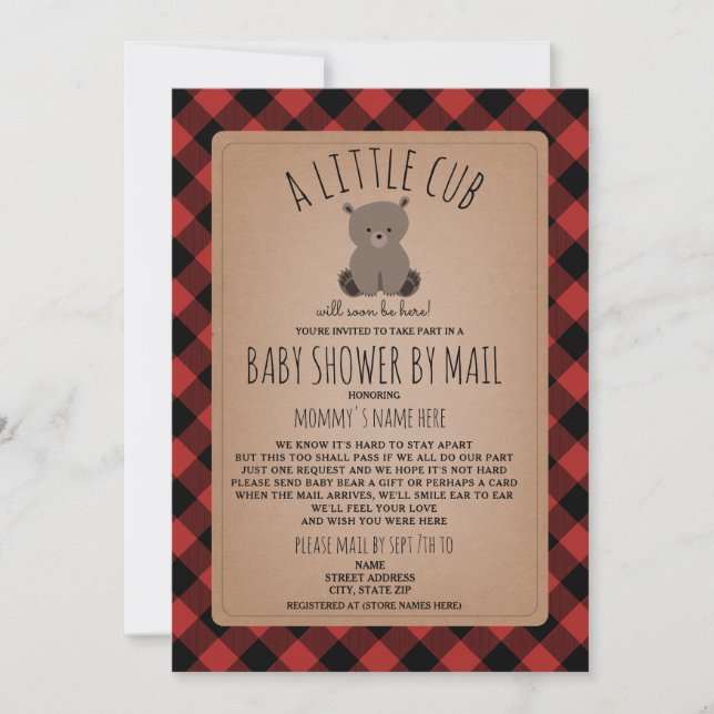 Invitation Baby shower Plaid Par Courrier Distances Sociales  (Devant)