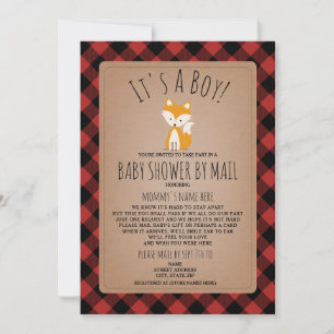 Invitation Baby shower Plaid Par Mail Social Distances Fox