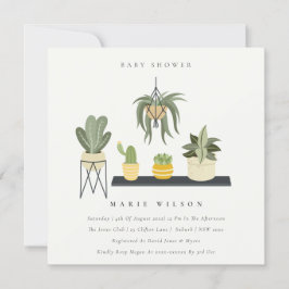 Invitation Baby shower Plante Succulent à pois mou