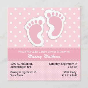 Invitation Baby shower Pointe Rose et Blanc élégant