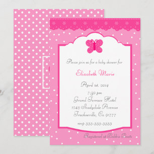 Invitation Baby shower Pois et papillon