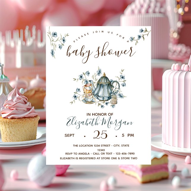 Invitation Baby shower Pois Tea Party (Créateur téléchargé)