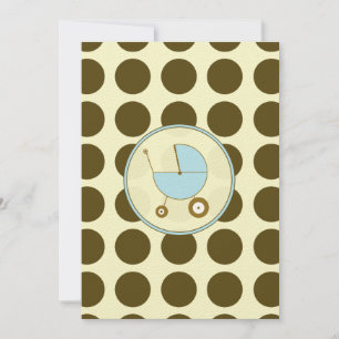 Invitation Baby shower Polka bleu et Brown