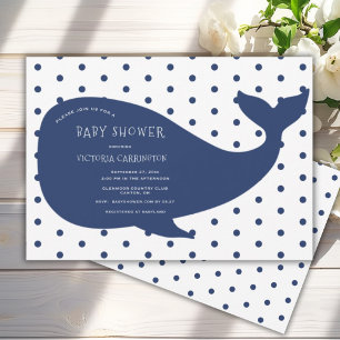 Invitation Baby shower Polkadot Baleine Bleue