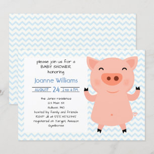 Invitation Baby shower porcin mignon pour la fille