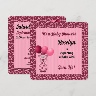 Invitation Baby shower Poster de animal de Giraffe rose