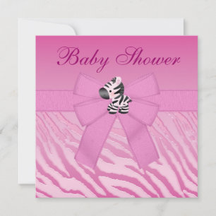 Invitation Baby shower Poster de animal rose mignon et fleurs