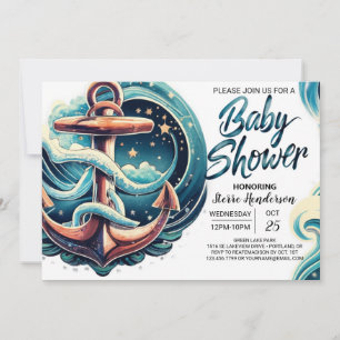 Invitation Baby shower pour Ancres nautiques