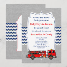 Invitation Baby shower pour bébé de camion incendi