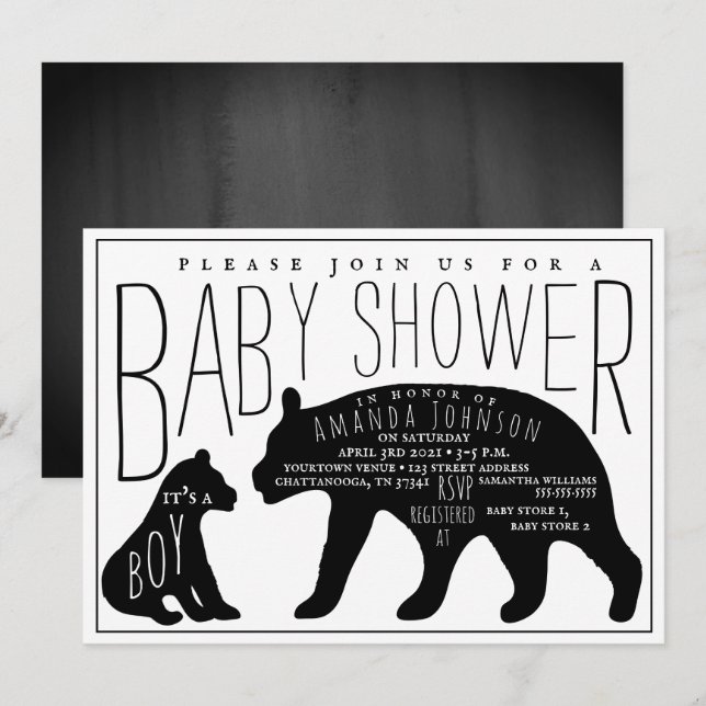Invitation Baby shower pour bébé et maman (Devant / Derrière)