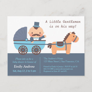 Invitation Baby Shower pour Bébé Garçon au Joli Monsieur Mous