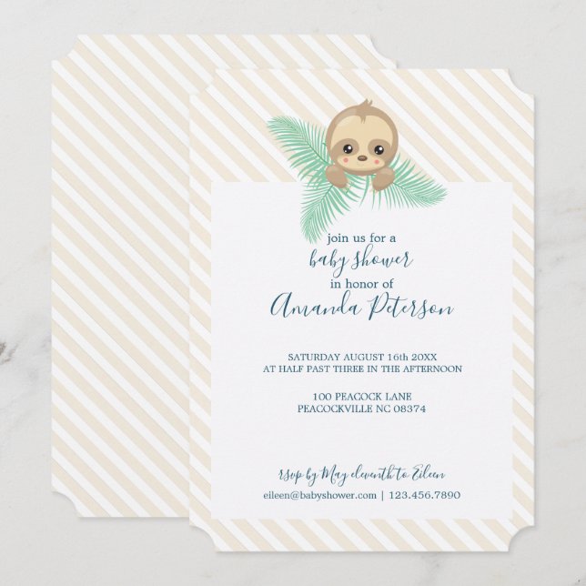Invitation Baby shower pour bébé neutre selon le s (Devant / Derrière)