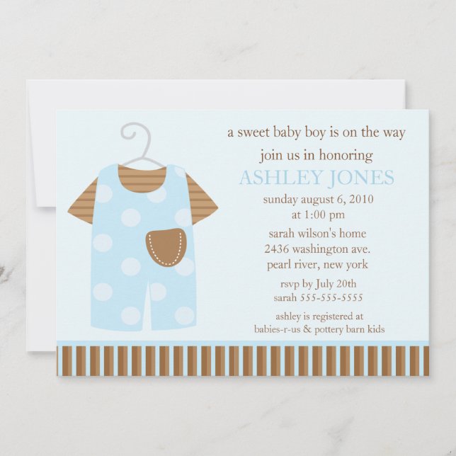 Invitation Baby shower pour bébé vêtement pour bébé (Devant)