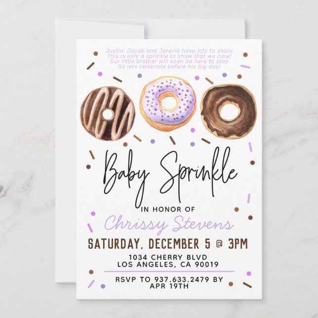 Invitation Baby shower pour bébés Donut Sprinkl (Devant)