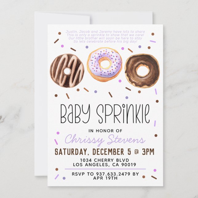 Invitation Baby shower pour bébés Donut Sprinkl (Devant)