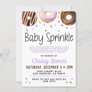Invitation Baby shower pour bébés Donut Sprinkl