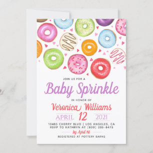 Invitation Baby shower pour bébés Donut Sprinkl