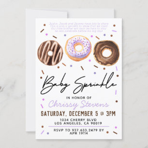 Invitation Baby shower pour bébés Donut Sprinkl